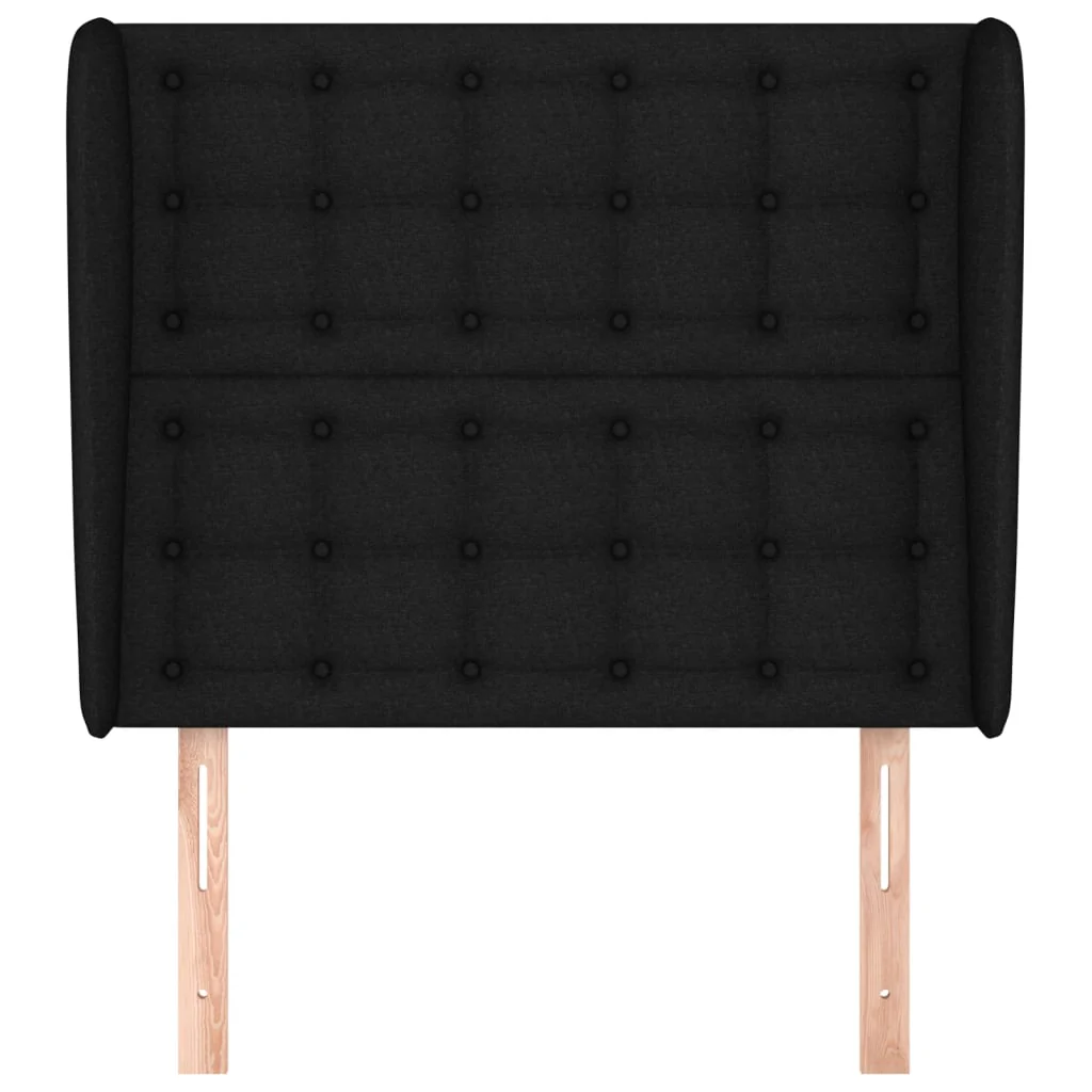 sengegavl med kanter 93x23x118/128 cm stof sort - Image 3