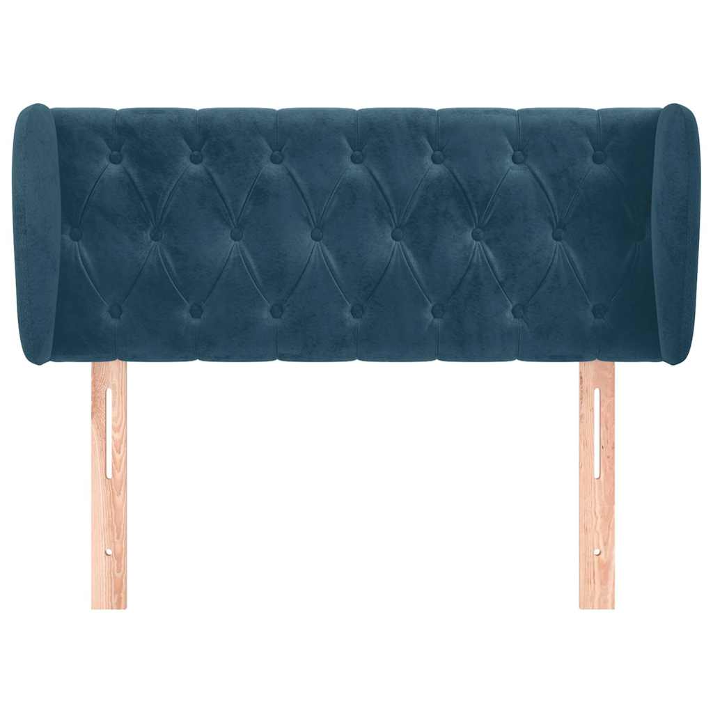 sengegavl med kanter 93x23x78/88 cm fløjl mørkeblå - Image 3