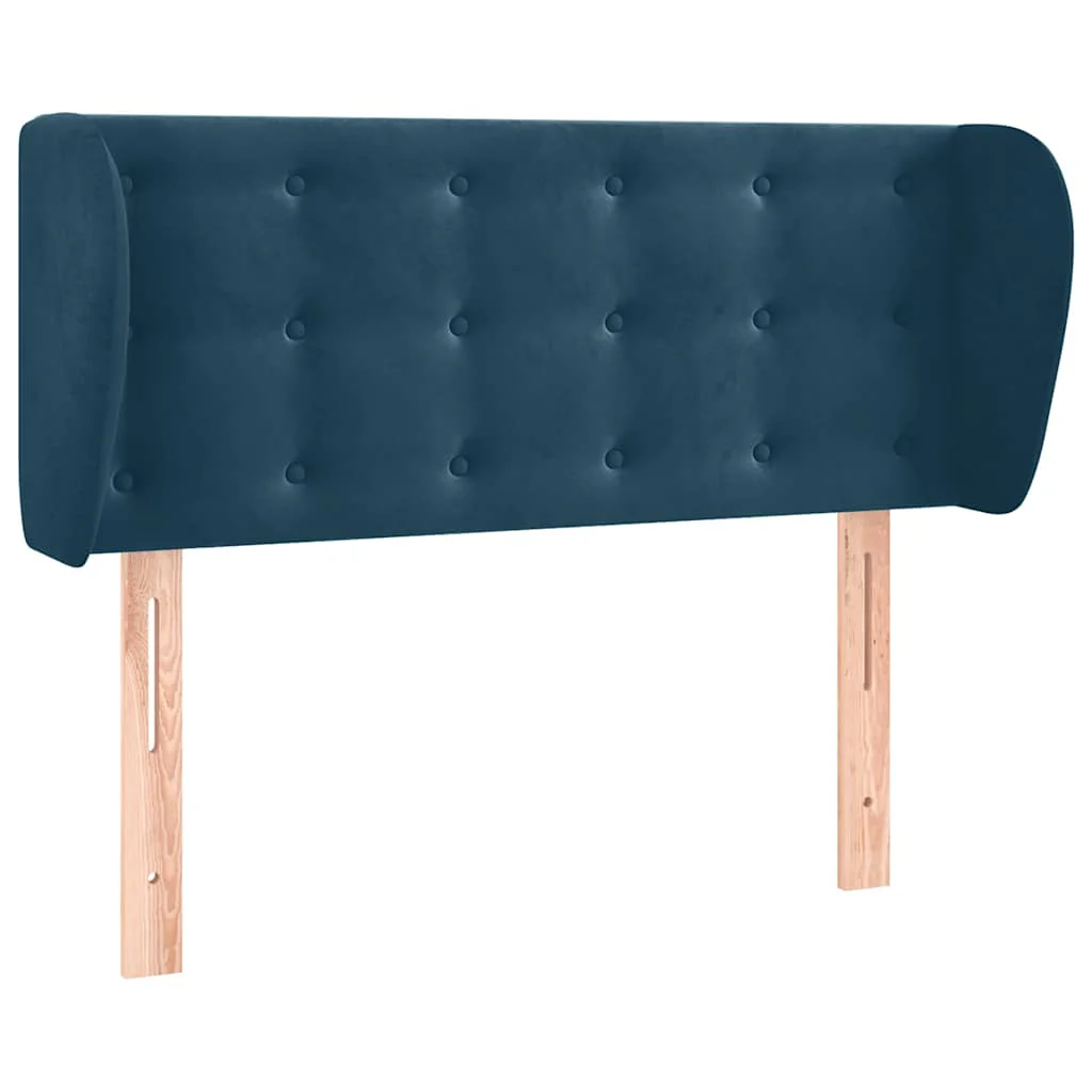 sengegavl med kanter 93x23x78/88 cm fløjl mørkeblå - Image 2