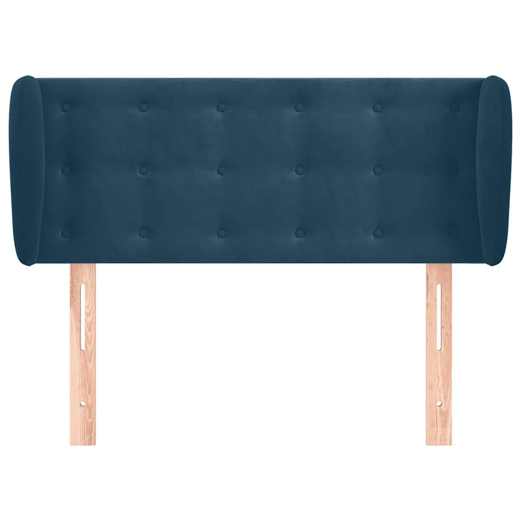 sengegavl med kanter 93x23x78/88 cm fløjl mørkeblå - Image 3
