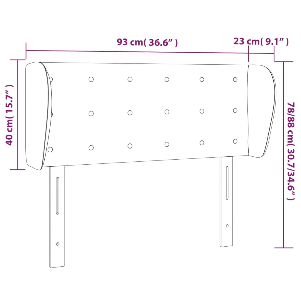 sengegavl med kanter 93x23x78/88 cm fløjl mørkegrå - Image 8