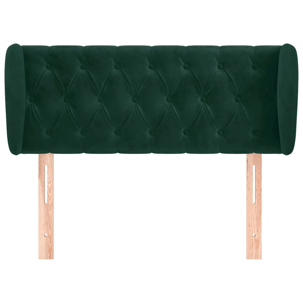 sengegavl med kanter 93x23x78/88 cm fløjl mørkegrøn - Image 3