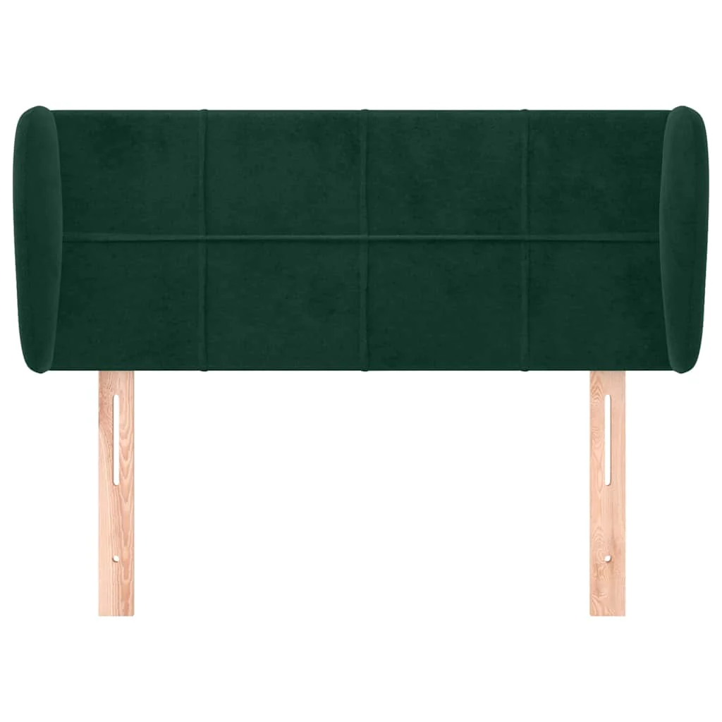 sengegavl med kanter 93x23x78/88 cm fløjl mørkegrøn - Image 3