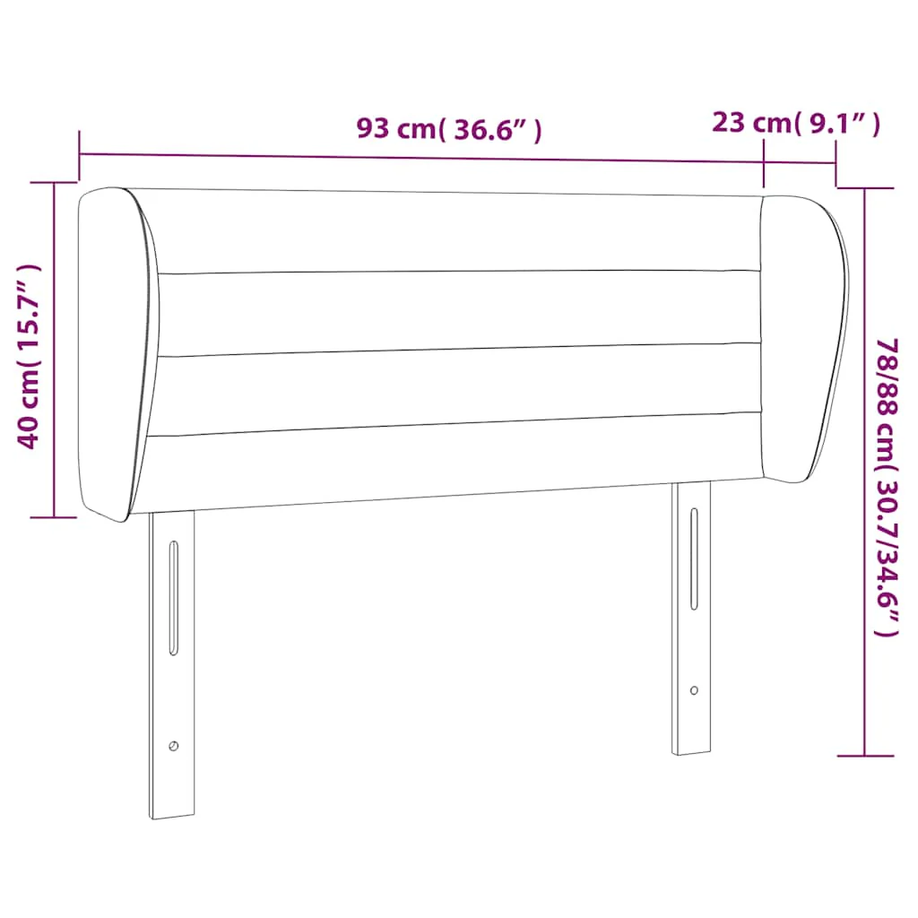 sengegavl med kanter 93x23x78/88 cm fløjl mørkegrøn - Image 8