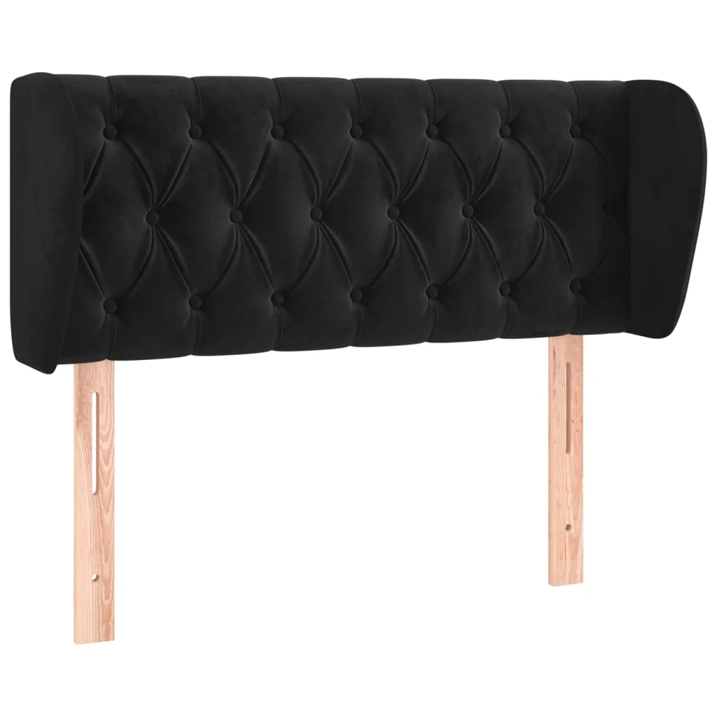 sengegavl med kanter 93x23x78/88 cm fløjl sort - Image 2