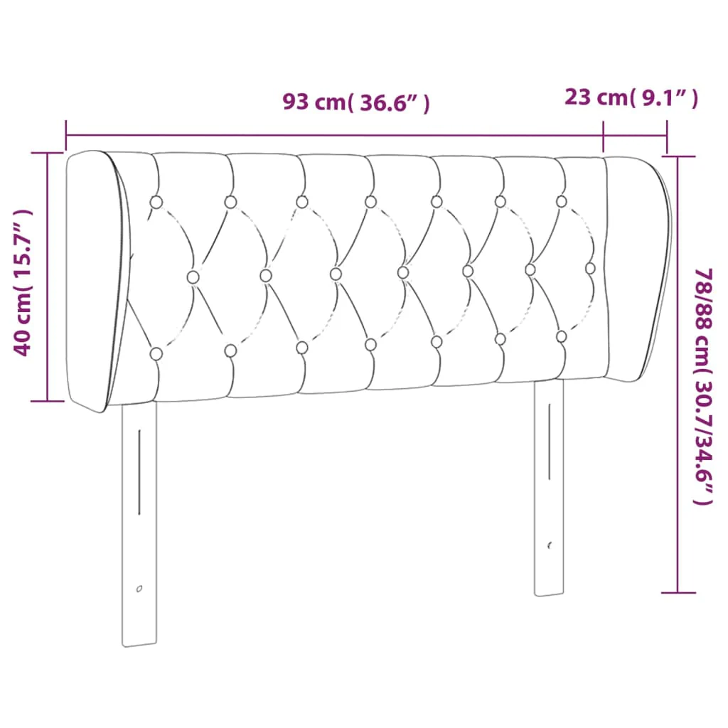 sengegavl med kanter 93x23x78/88 cm stof blå - Image 8