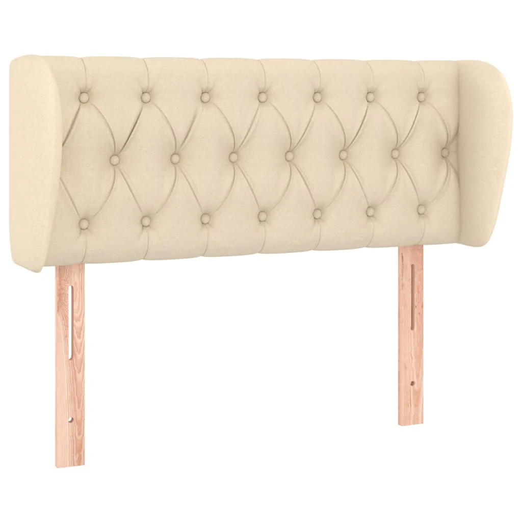 sengegavl med kanter 93x23x78/88 cm stof cremefarvet - Image 2