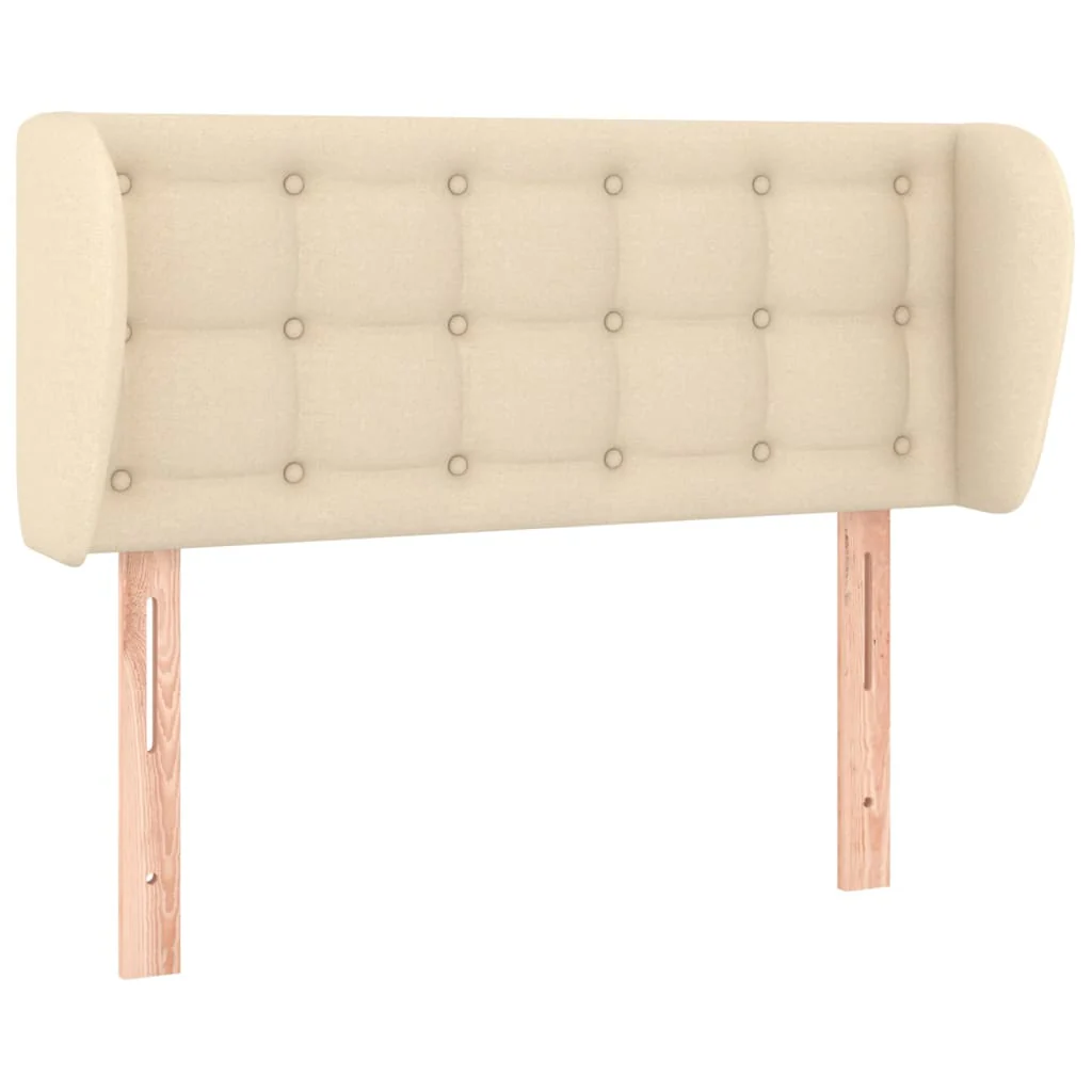 sengegavl med kanter 93x23x78/88 cm stof cremefarvet - Image 2