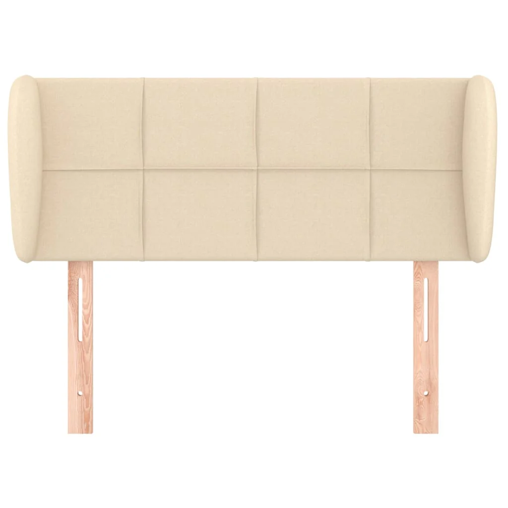 sengegavl med kanter 93x23x78/88 cm stof cremefarvet - Image 3