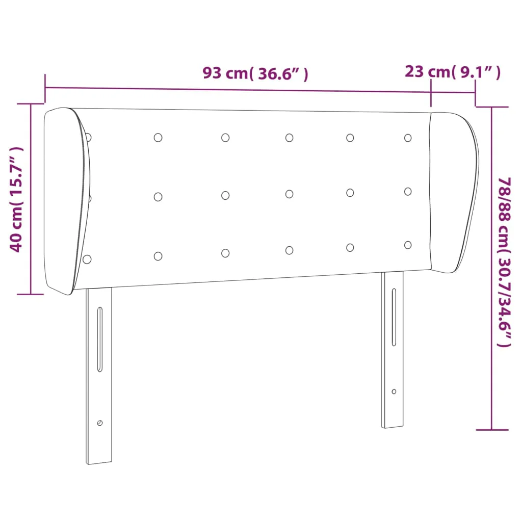sengegavl med kanter 93x23x78/88 cm stof mørkebrun - Image 8