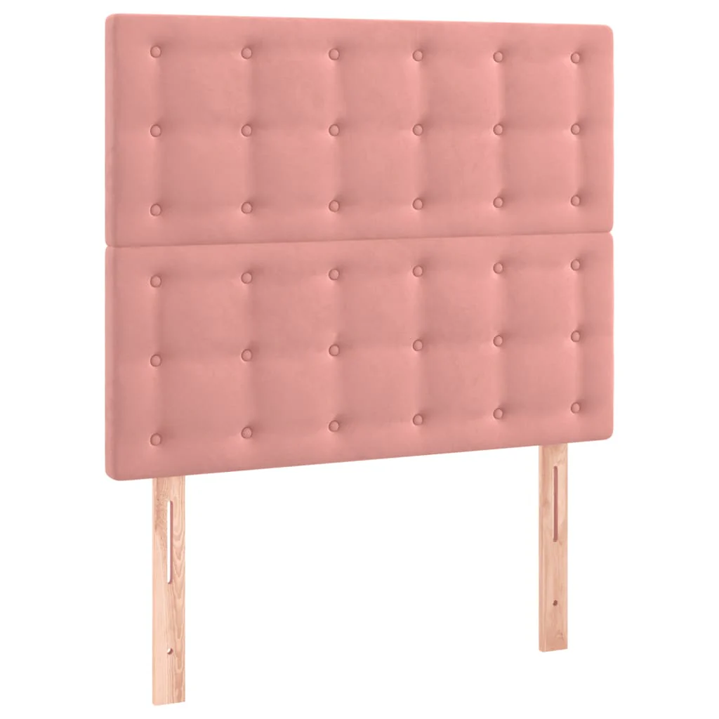 sengegavl med LED-lys 100x5x118/128 cm fløjl lyserød - Image 4