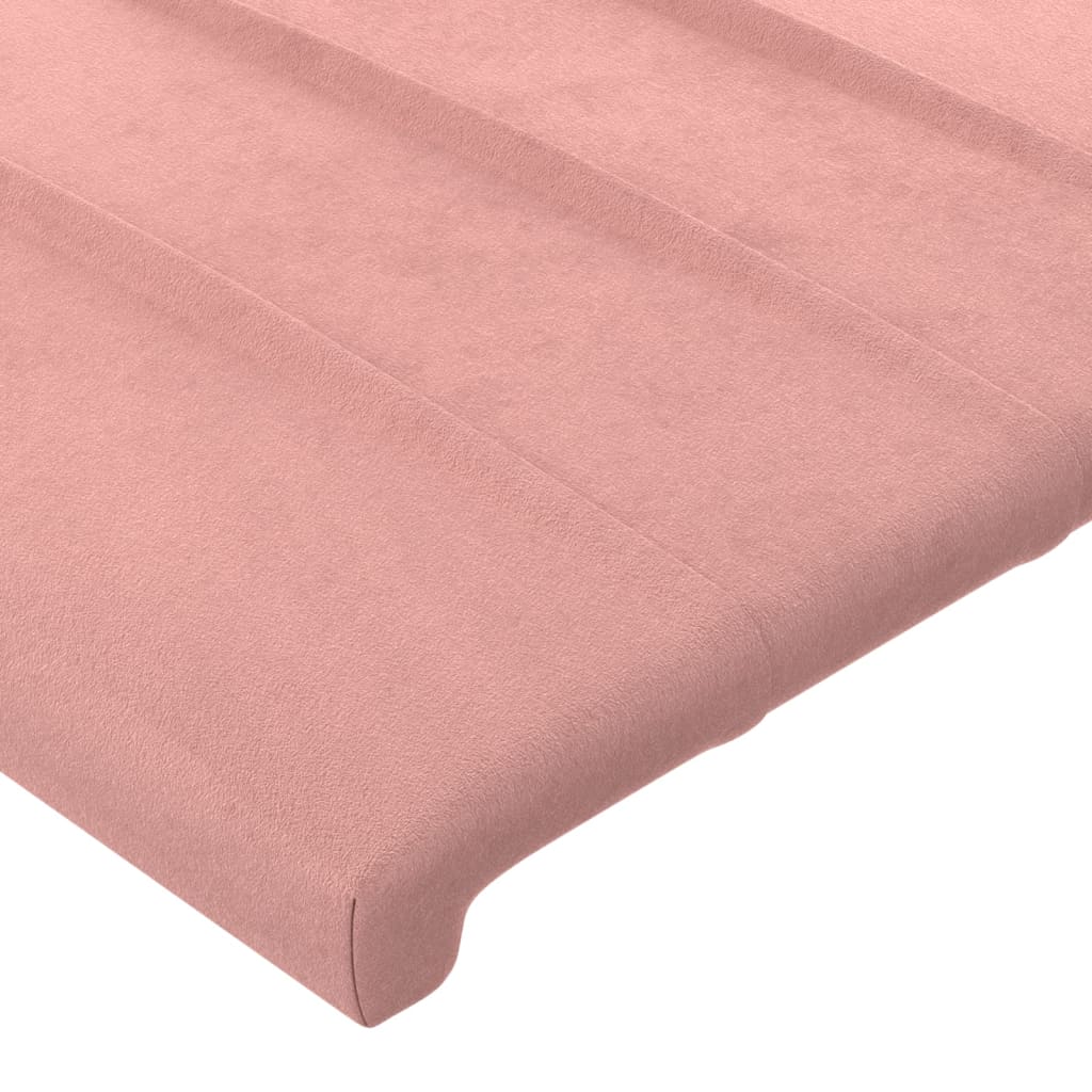 sengegavl med LED-lys 100x5x118/128 cm fløjl lyserød - Image 5