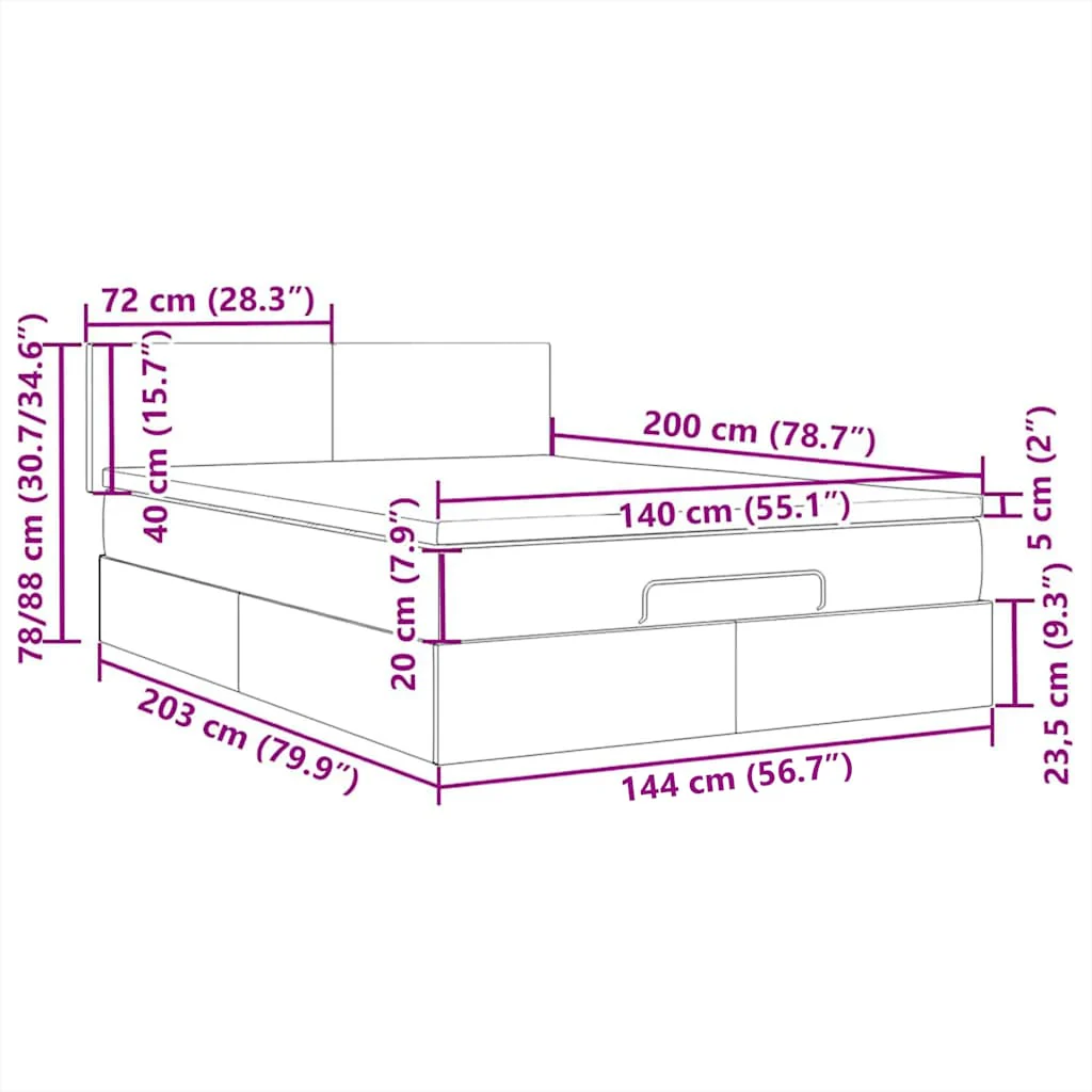 sengegavl med LED-lys 100x5x118/128 cm fløjl lyserød - Image 6