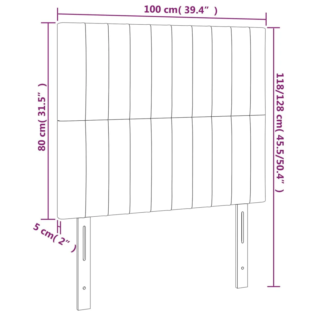 sengegavl med LED-lys 100x5x118/128 cm fløjl mørkegrå - Image 6