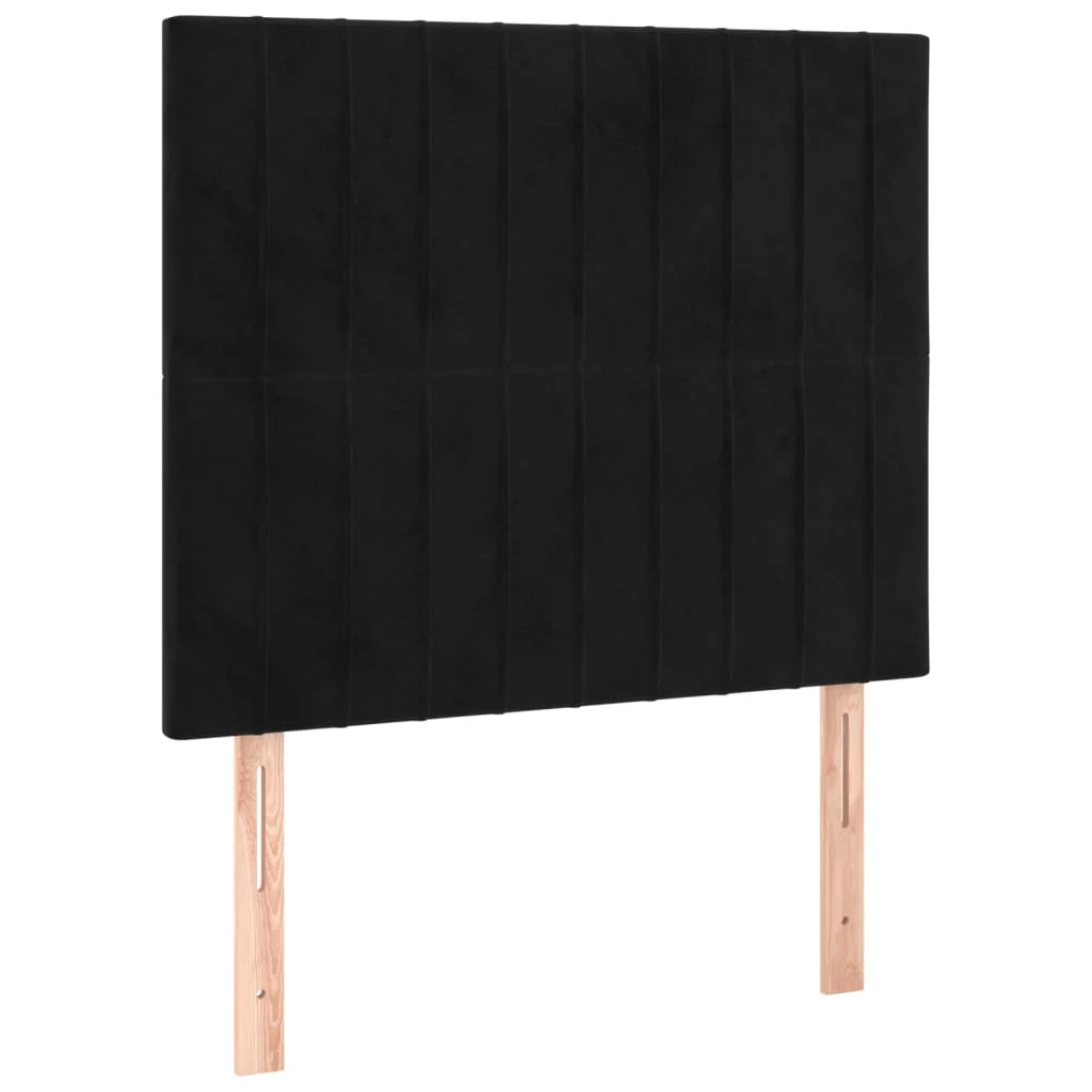 sengegavl med LED-lys 100x5x118/128 cm fløjl sort - Image 4