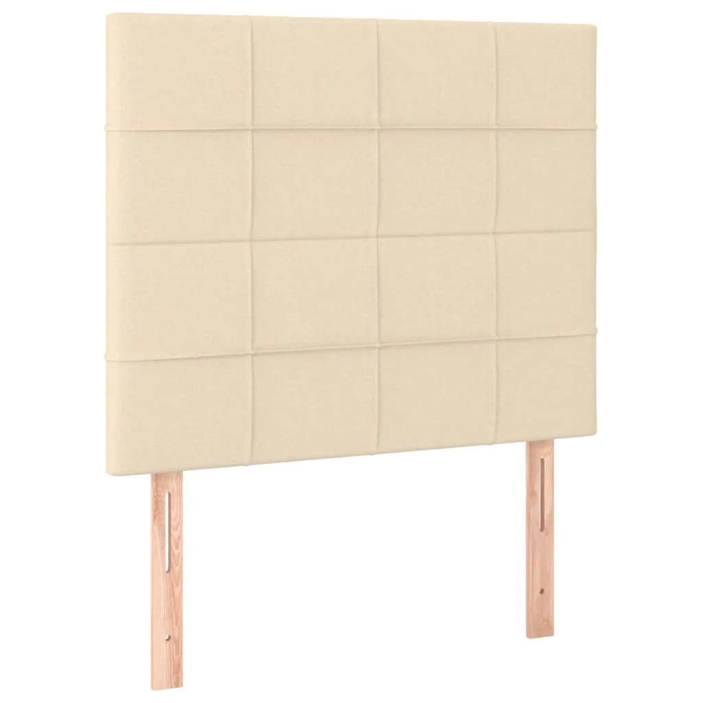 sengegavl med LED-lys 100x5x118/128 cm stof cremefarvet - Image 4