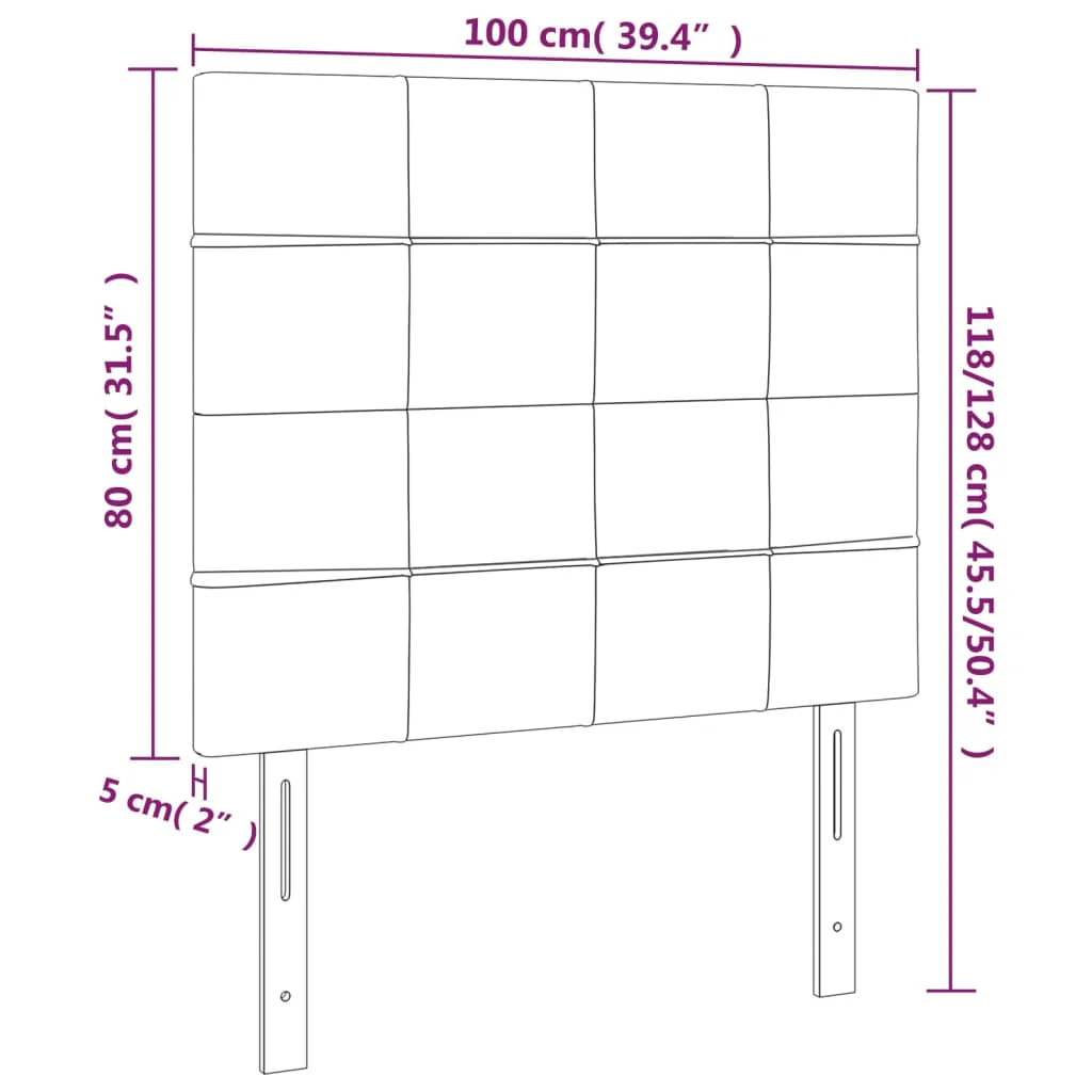 sengegavl med LED-lys 100x5x118/128 cm stof cremefarvet - Image 6