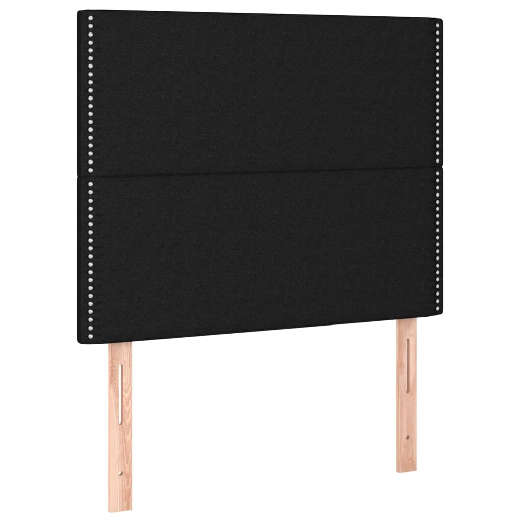 sengegavl med LED-lys 100x5x118/128 cm stof sort - Image 4
