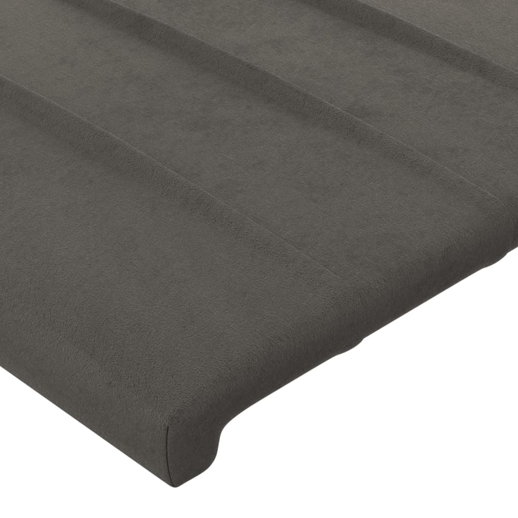 sengegavl med LED-lys 100x5x78/88 cm fløjl mørkegrå - Image 5