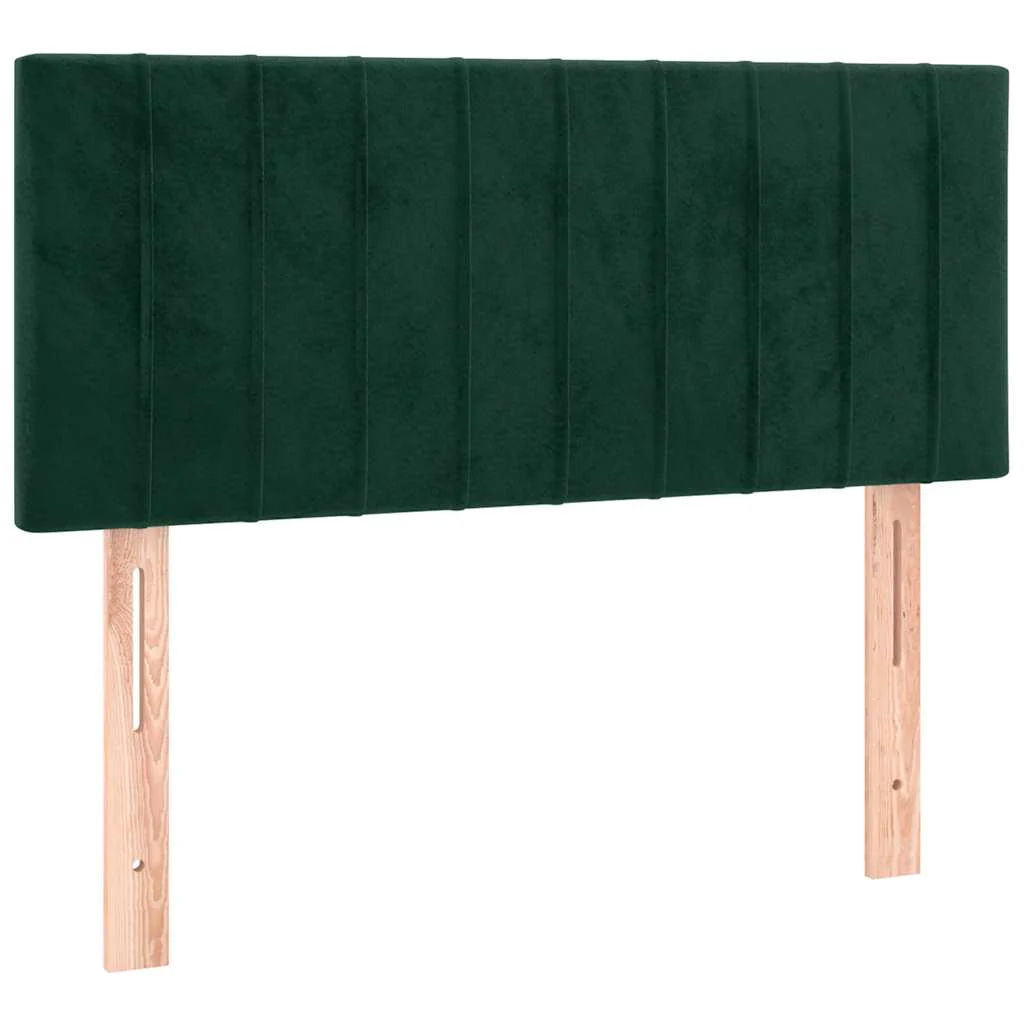sengegavl med LED-lys 100x5x78/88 cm fløjl mørkegrøn - Image 4