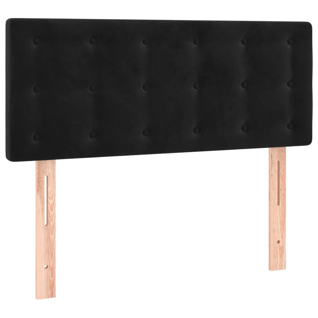sengegavl med LED-lys 100x5x78/88 cm fløjl sort - Image 4