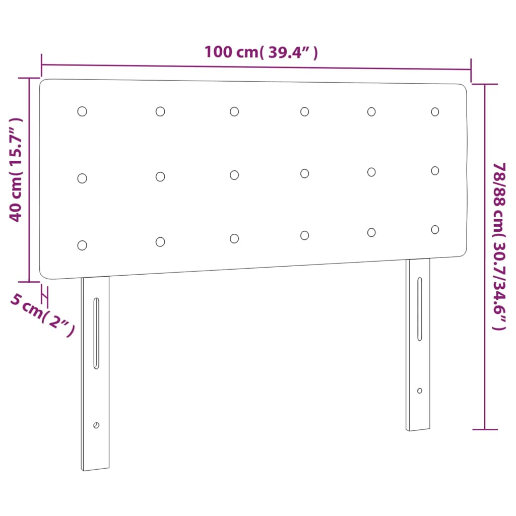 sengegavl med LED-lys 100x5x78/88 cm stof blå - Image 6