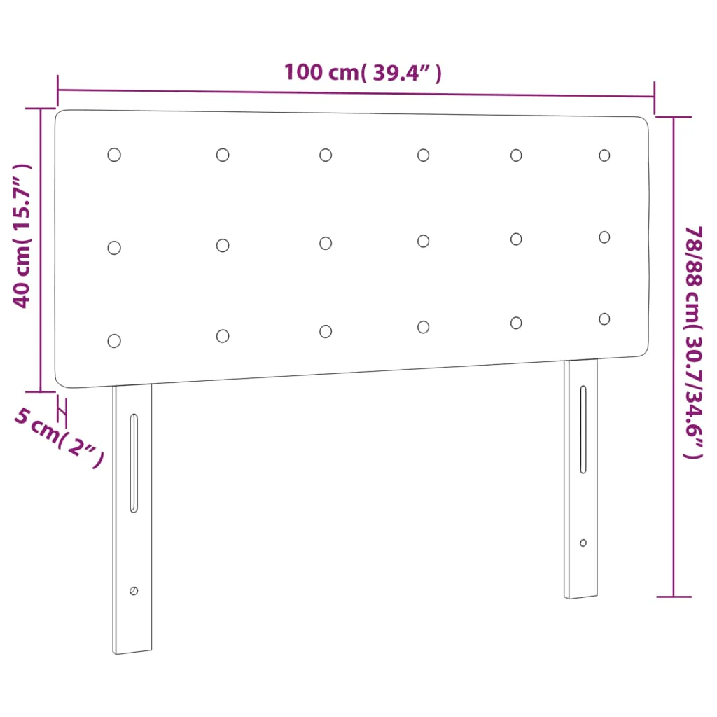 sengegavl med LED-lys 100x5x78/88 cm stof cremefarvet - Image 6