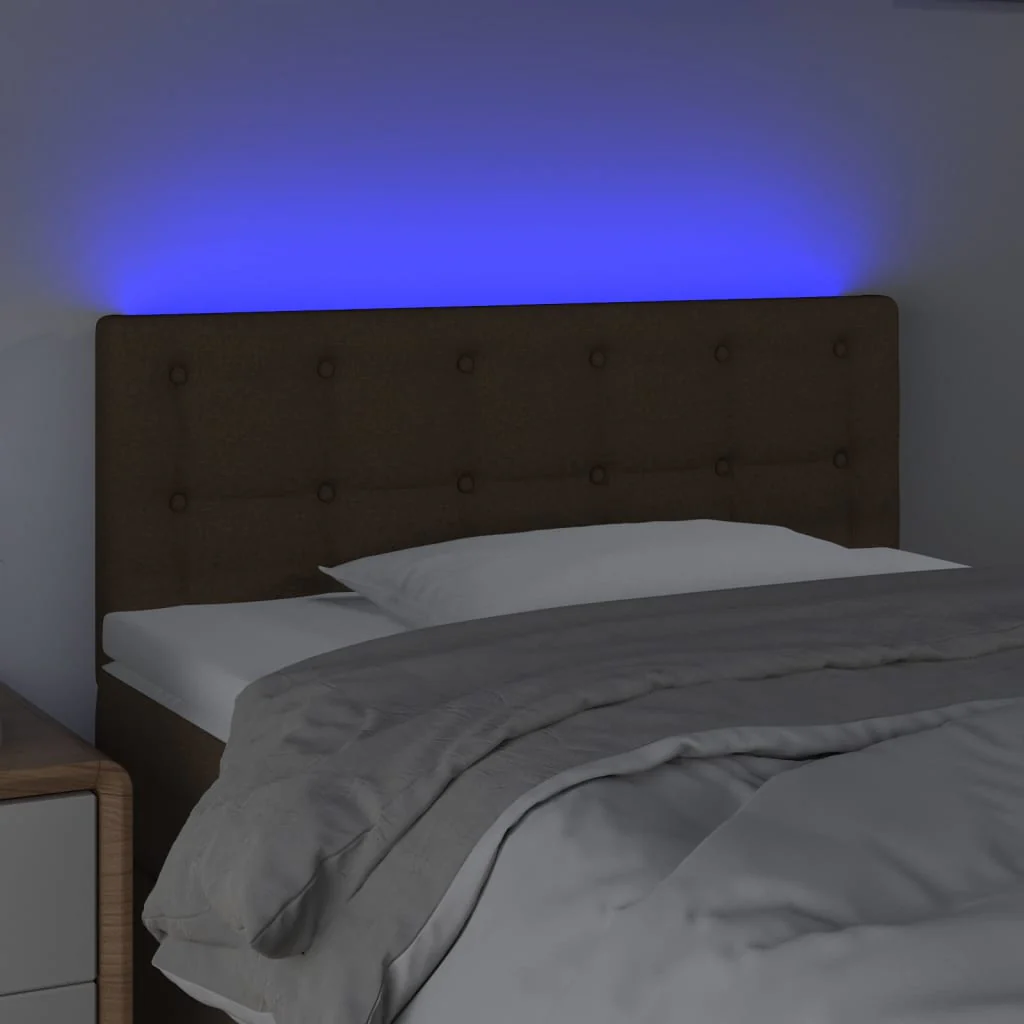 sengegavl med LED-lys 100x5x78/88 cm stof mørkebrun - Image 3