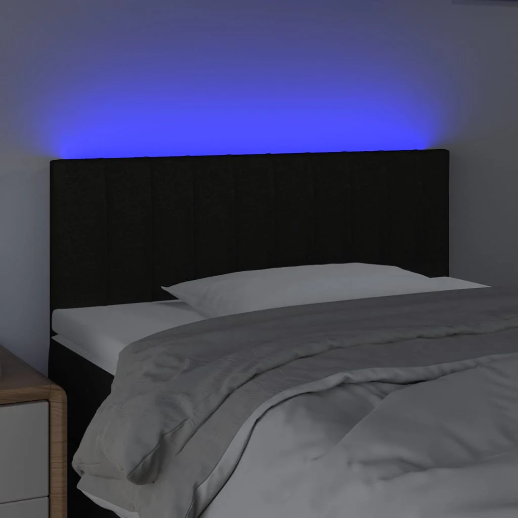 sengegavl med LED-lys 100x5x78/88 cm stof sort - Image 3