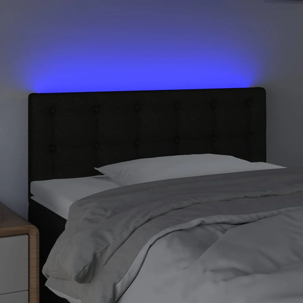 sengegavl med LED-lys 100x5x78/88 cm stof sort - Image 3