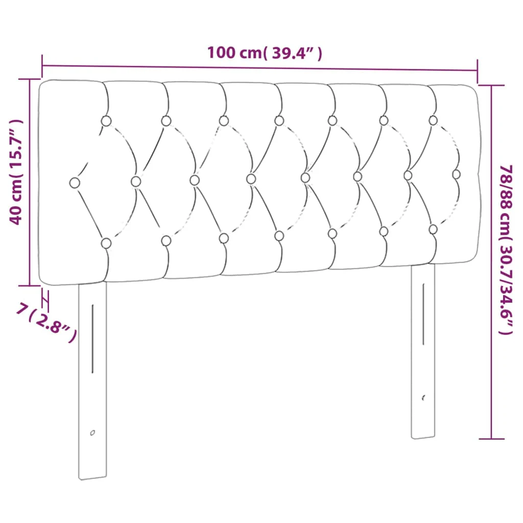 sengegavl med LED-lys 100x7x78/88 cm velour sort - Image 6