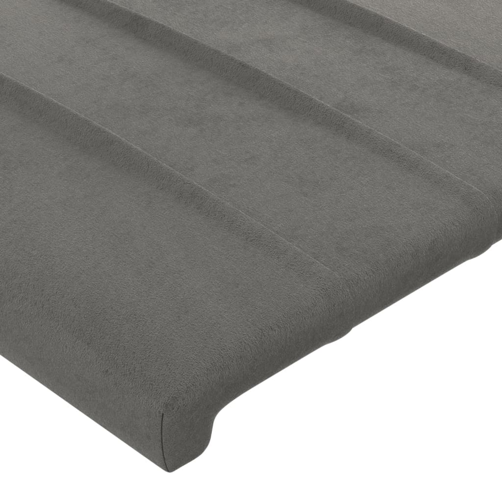 sengegavl med LED-lys 103x16x78/88 cm fløjl lysegrå - Image 5