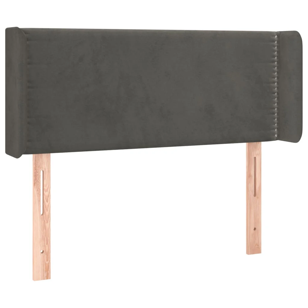 sengegavl med LED-lys 103x16x78/88 cm fløjl mørkegrå - Image 3