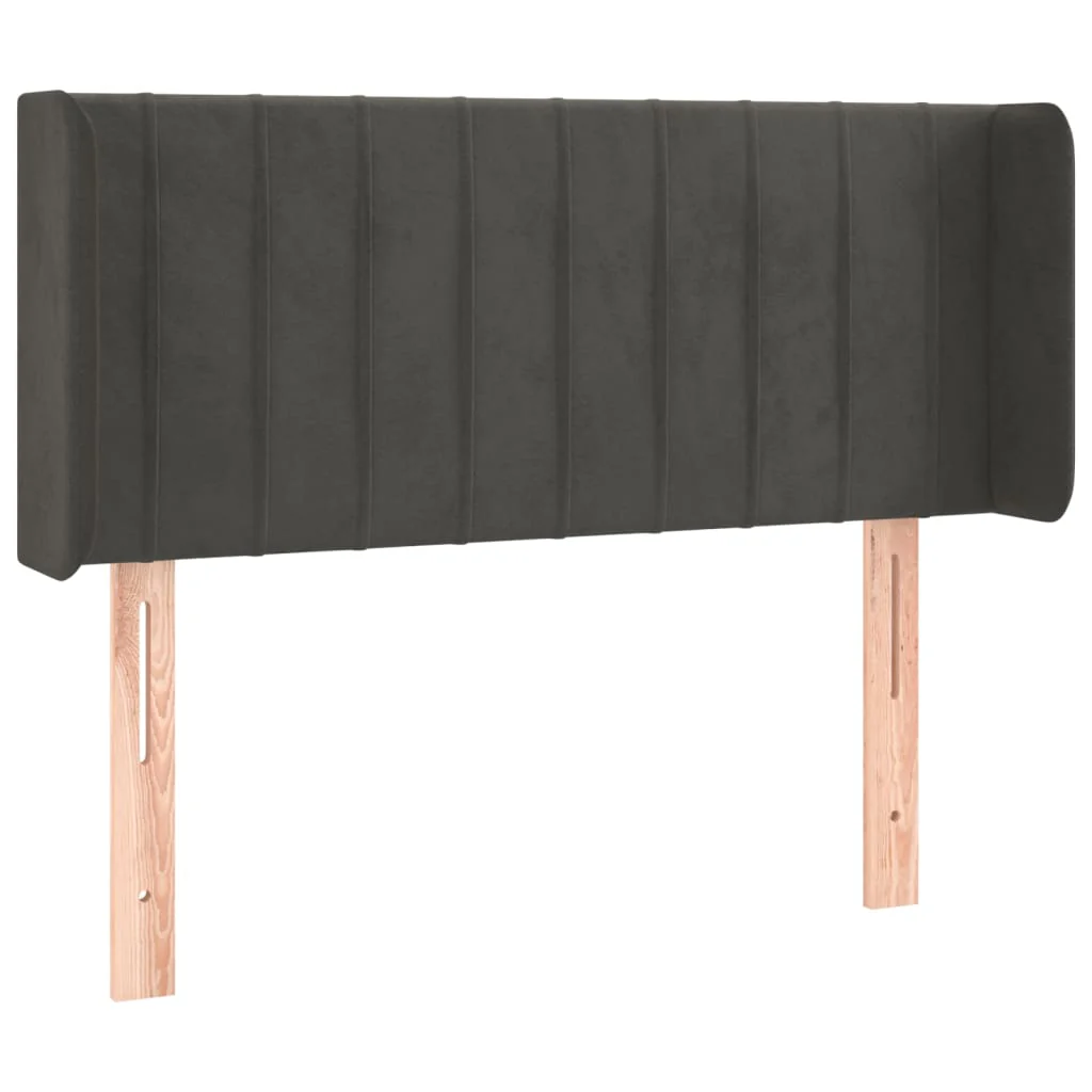 sengegavl med LED-lys 103x16x78/88 cm fløjl mørkegrå - Image 3