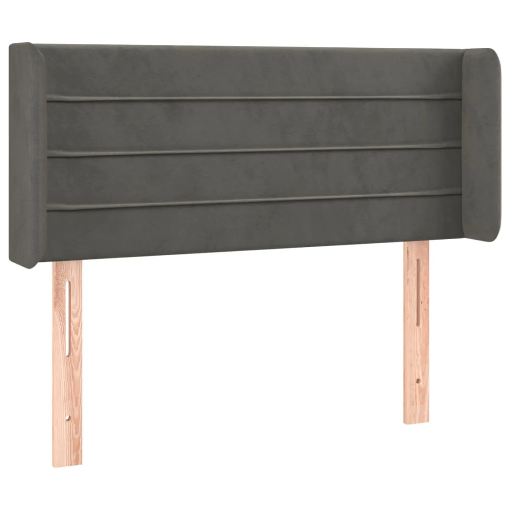 sengegavl med LED-lys 103x16x78/88 cm fløjl mørkegrå - Image 3