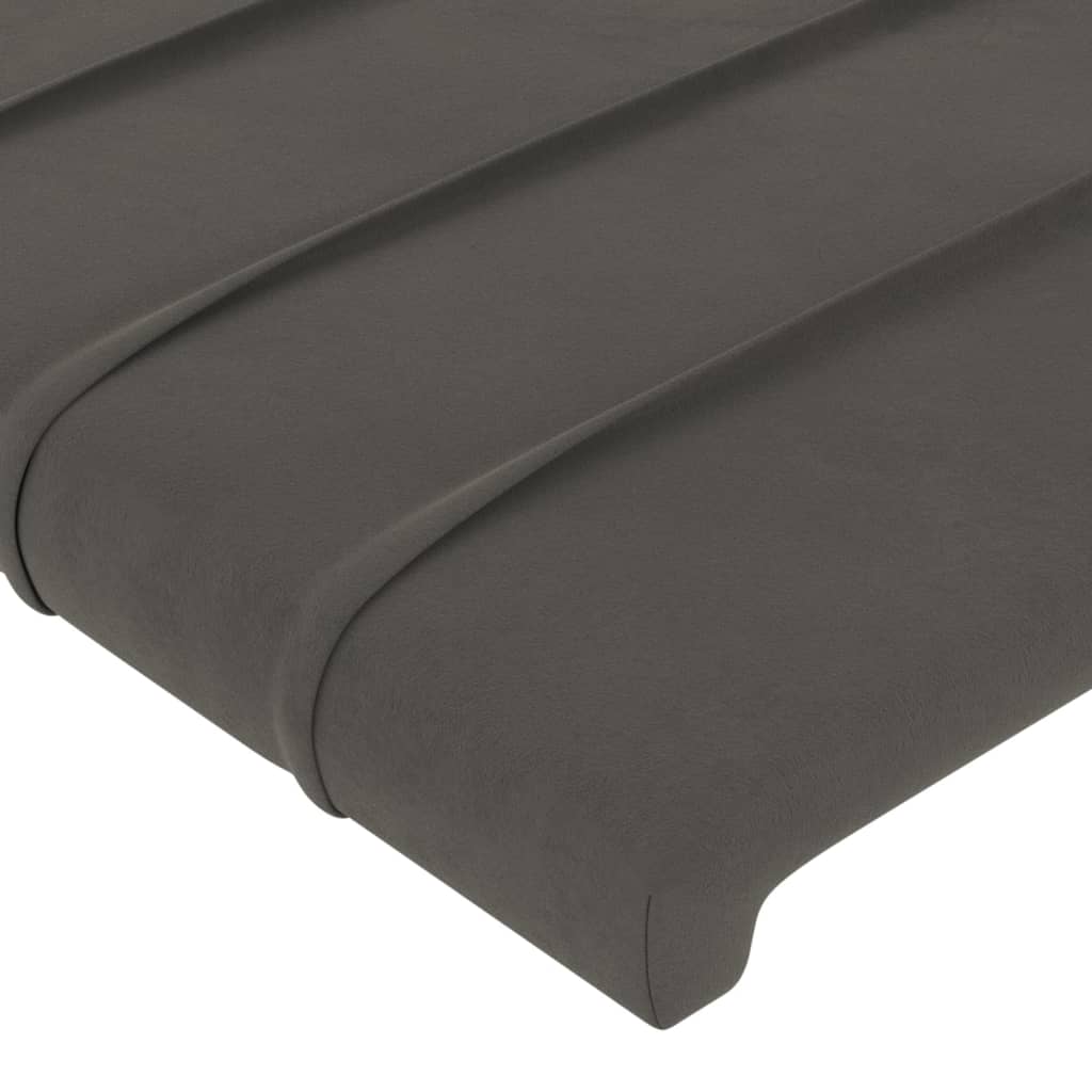 sengegavl med LED-lys 103x16x78/88 cm fløjl mørkegrå - Image 5