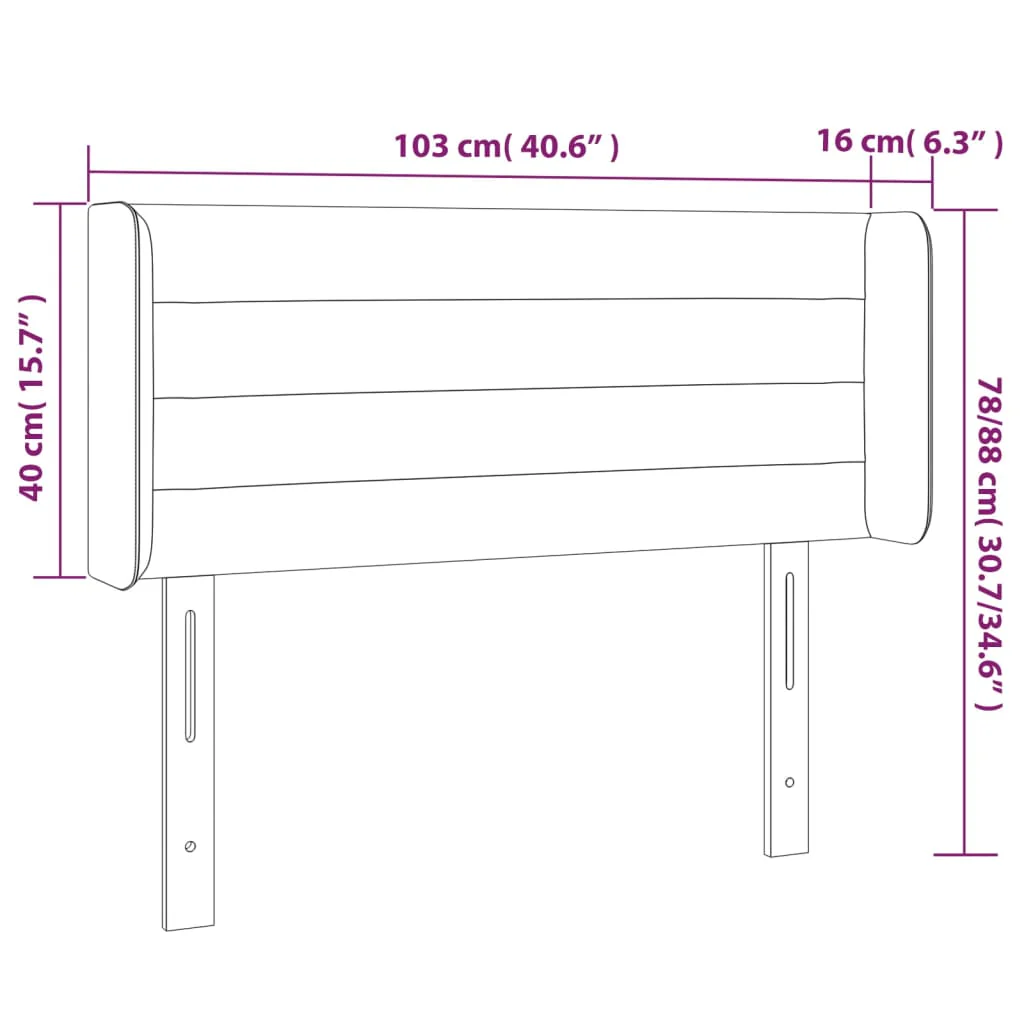 sengegavl med LED-lys 103x16x78/88 cm fløjl sort - Image 6