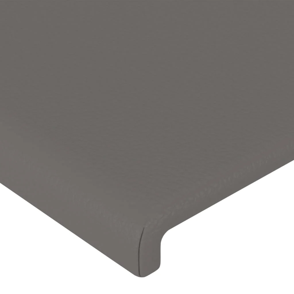 sengegavl med LED-lys 103x16x78/88 cm kunstlæder grå - Image 5