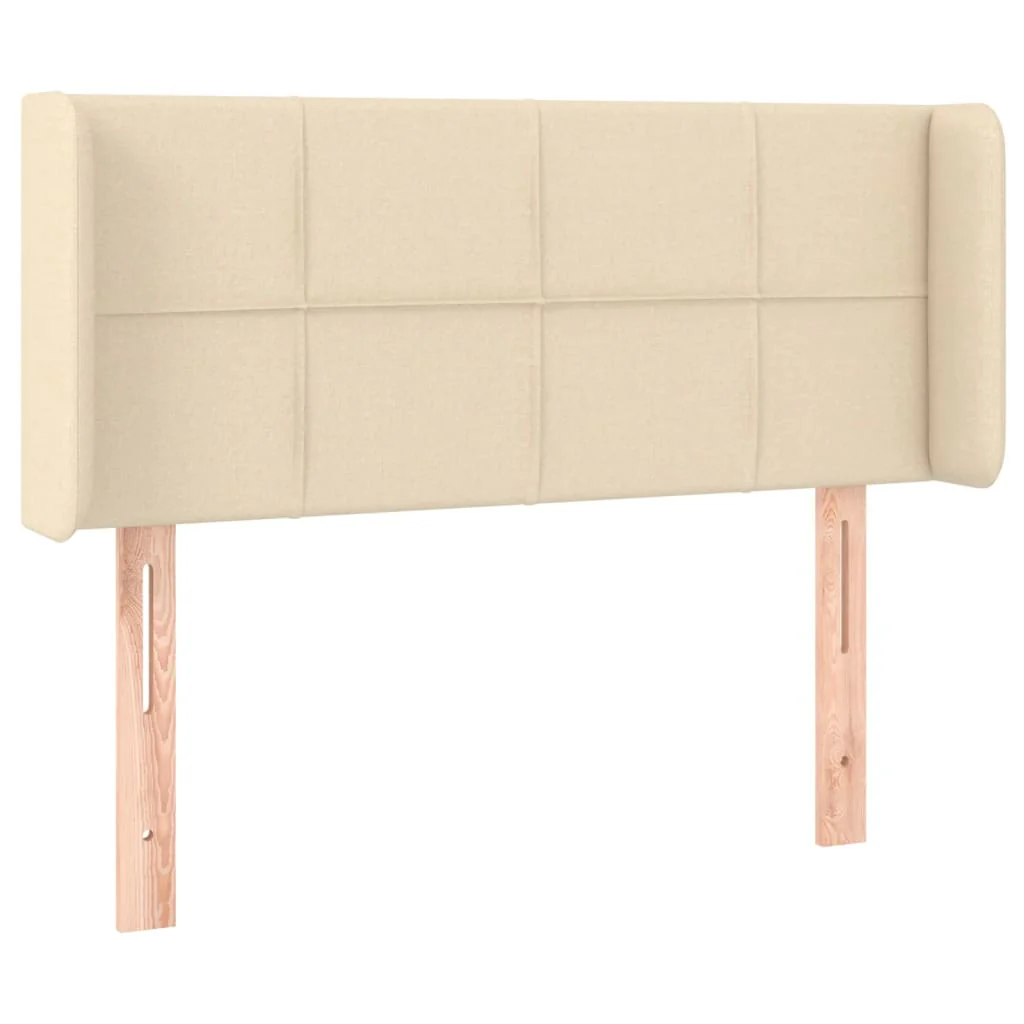 sengegavl med LED-lys 103x16x78/88 cm stof cremefarvet - Image 3