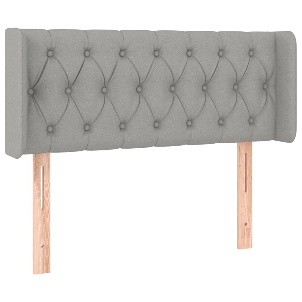 sengegavl med LED-lys 103x16x78/88 cm stof lysegrå - Image 3