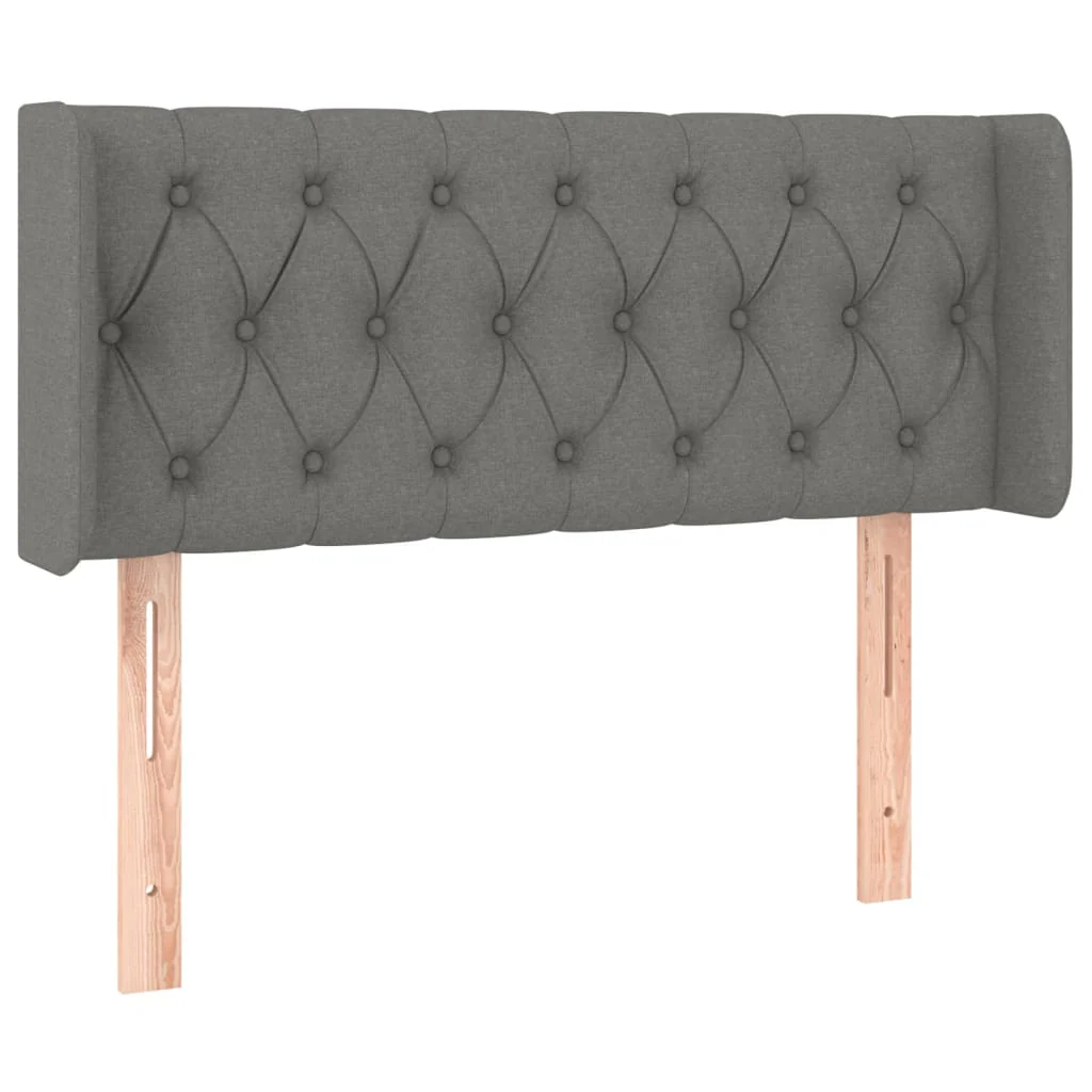 sengegavl med LED-lys 103x16x78/88 cm stof mørkegrå - Image 3