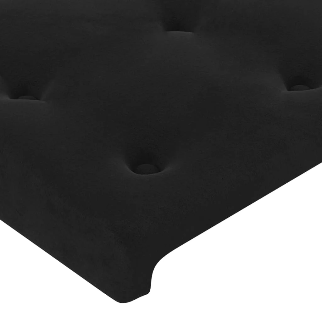 sengegavl med LED-lys 144x5x78/88 cm fløjl sort - Image 5