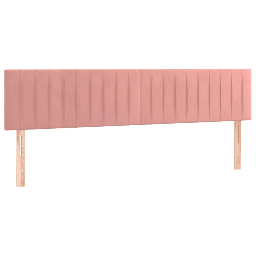 sengegavl med LED-lys 160x5x78/88 cm velour lyserød - Image 4