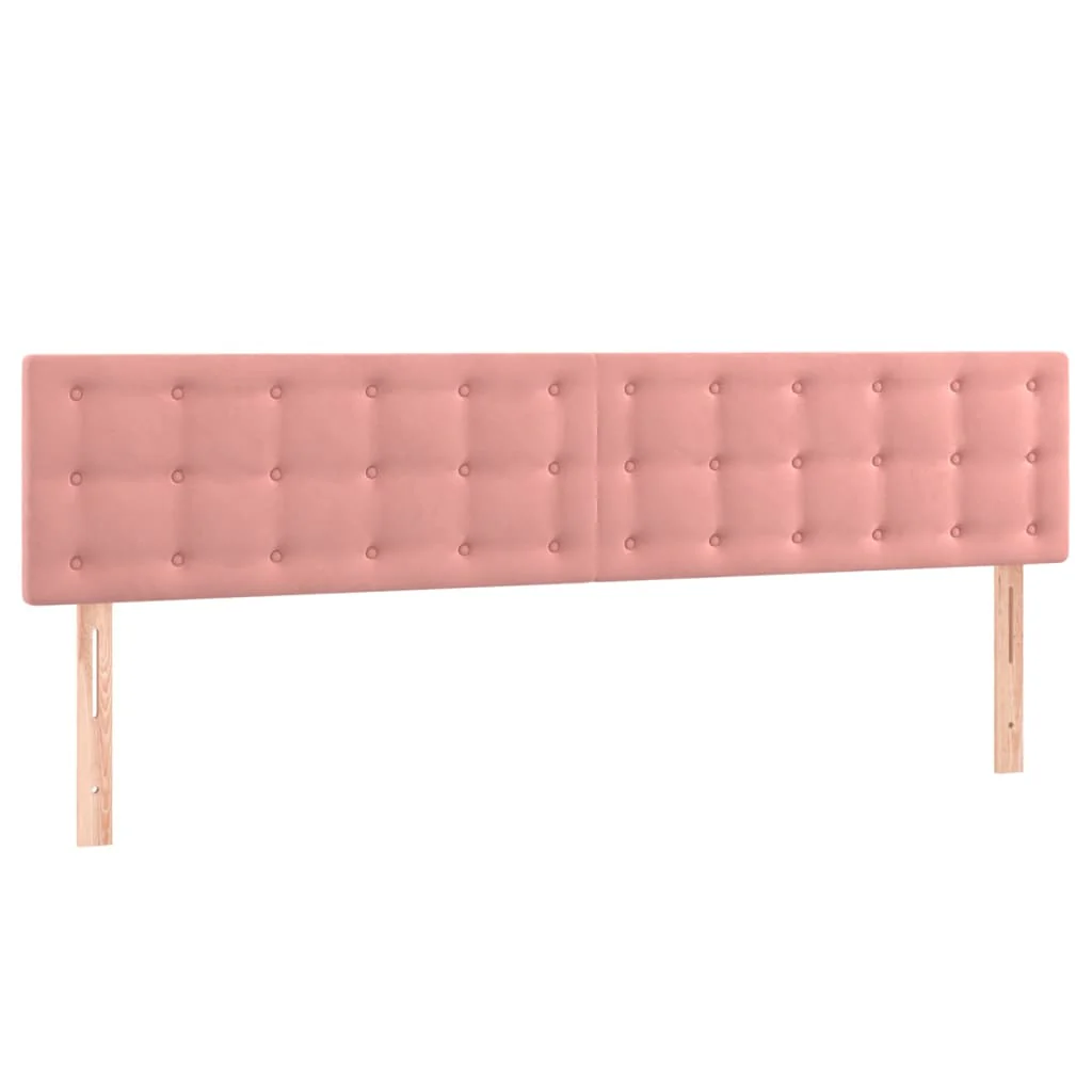 sengegavl med LED-lys 160x5x78/88 cm velour lyserød - Image 4