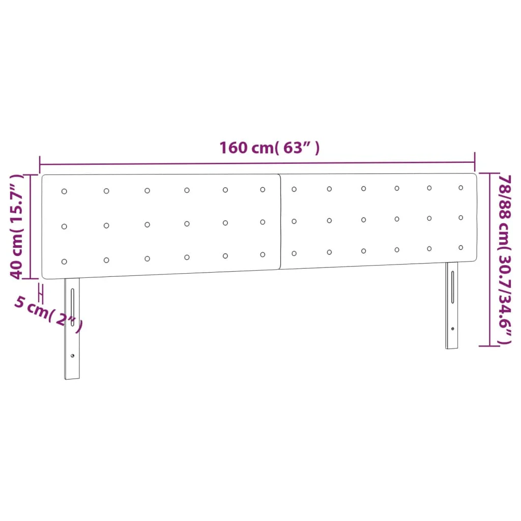 sengegavl med LED-lys 160x5x78/88 cm velour sort - Image 6