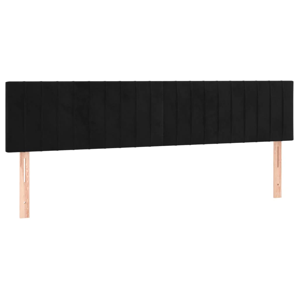 sengegavl med LED-lys 160x5x78/88 cm velour sort - Image 4