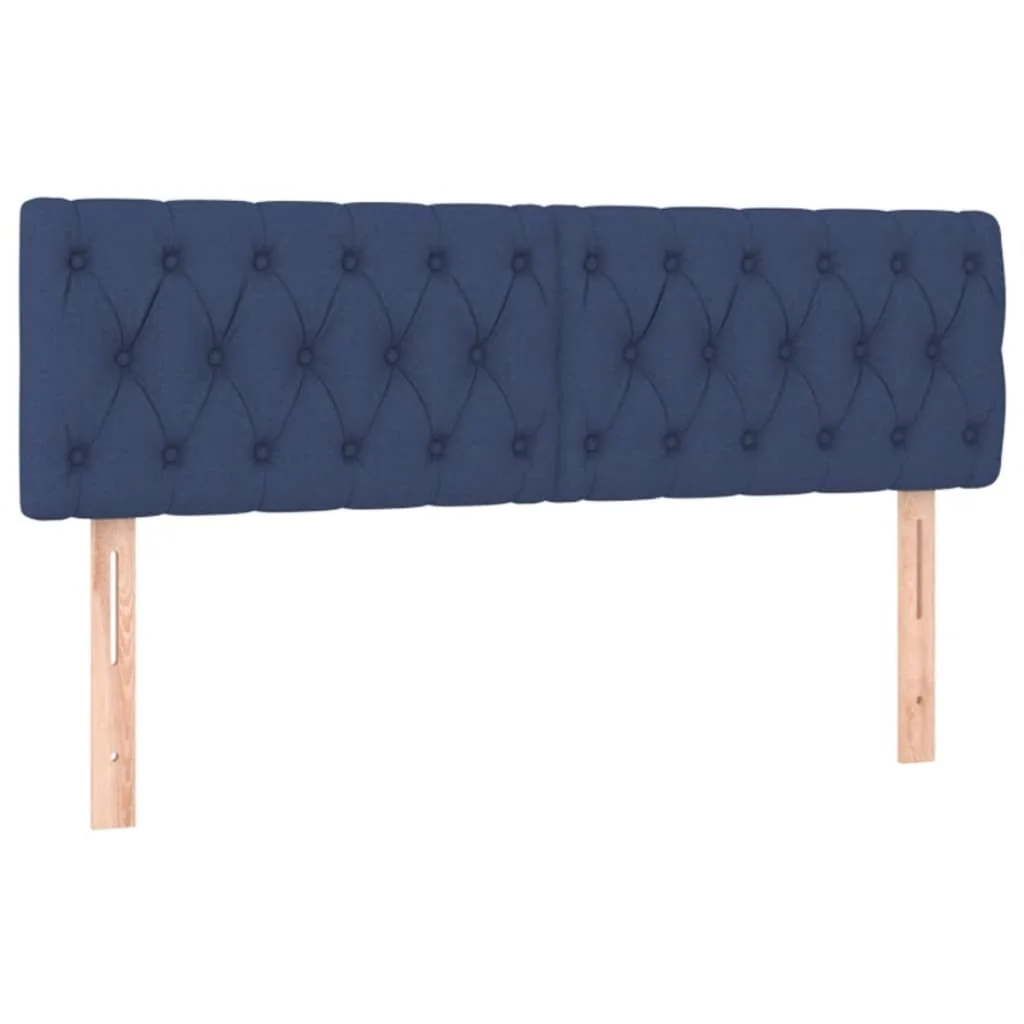 sengegavl med LED-lys 160x7x78/88 cm stof blå - Image 4