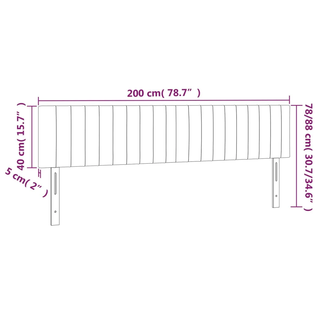sengegavl med LED-lys 200x5x78/88 cm velour lyserød - Image 6
