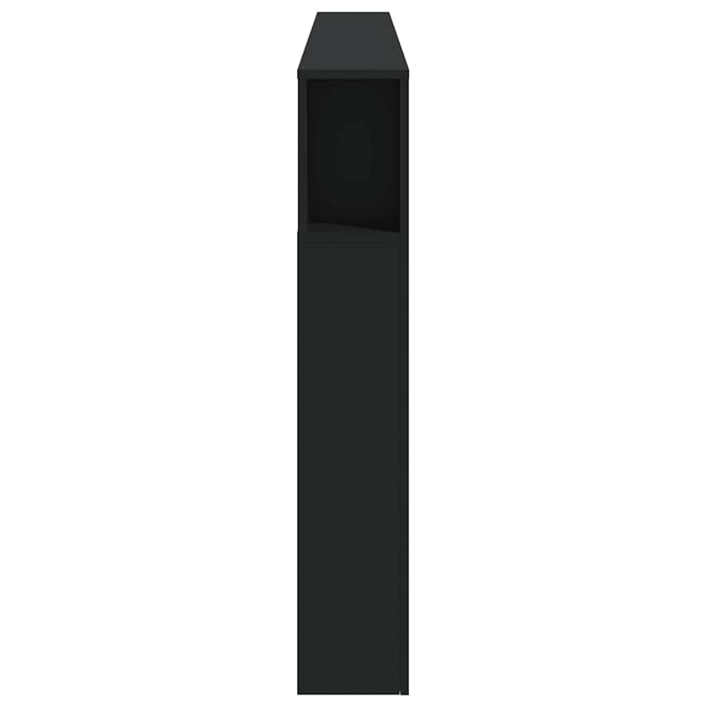 sengegavl med LED-lys 220x18,5x103,5 cm konstrueret træ sort - Image 7