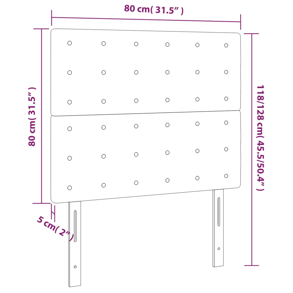 sengegavl med LED-lys 80x5x118/128 cm fløjl mørkegrå - Image 6